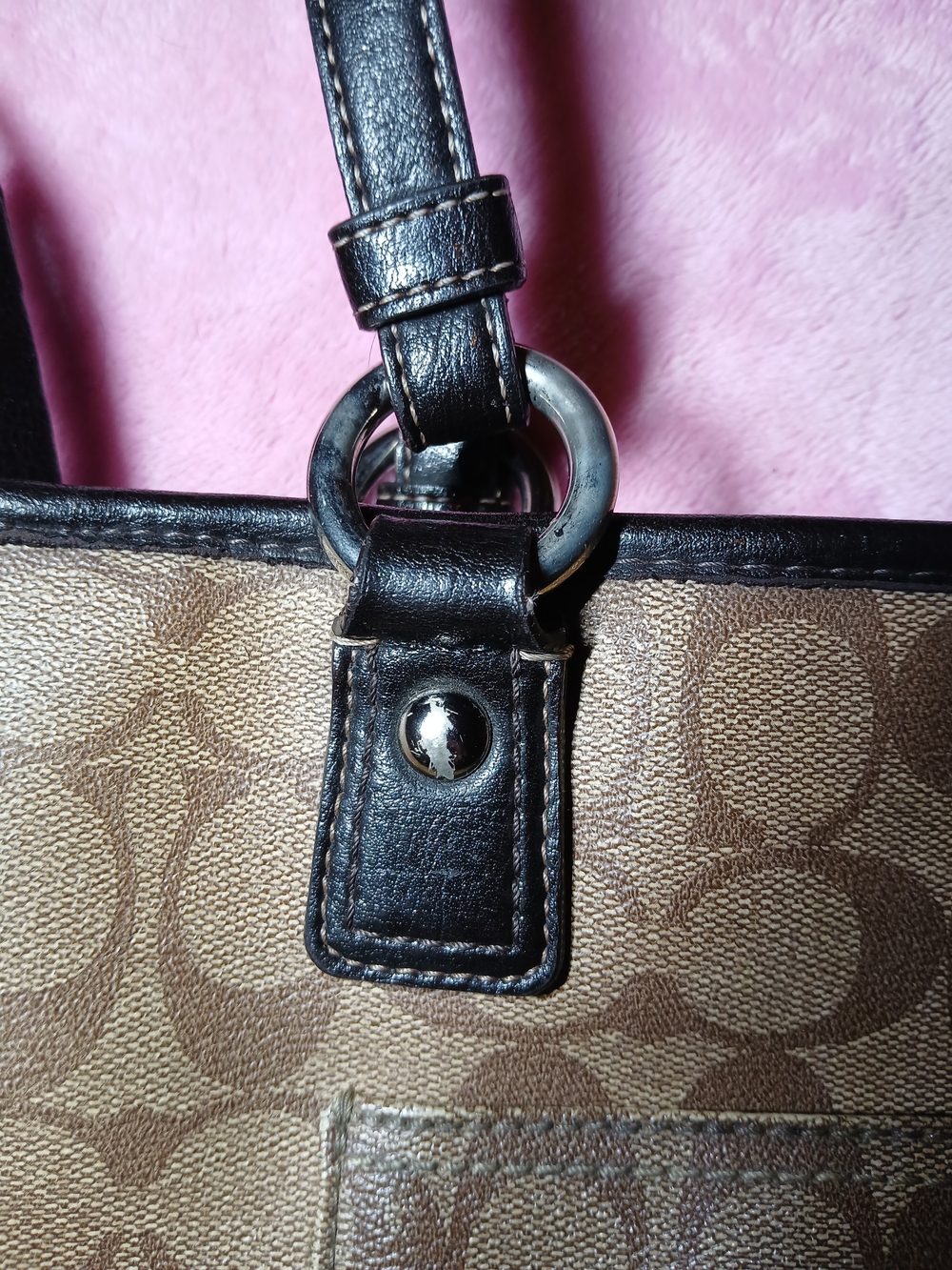Coach Peyton Signature Heritage Tote Bag Brown F18917 Flawed - Picture 15 of 16